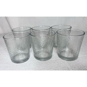 Vintage 6 Libbey Textured  Clear Whiskey Glass Tumblers ~ Pebbled Effect EVC.